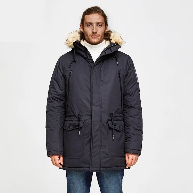 Men's Winter Casual Hooded Warm Polyester Parka