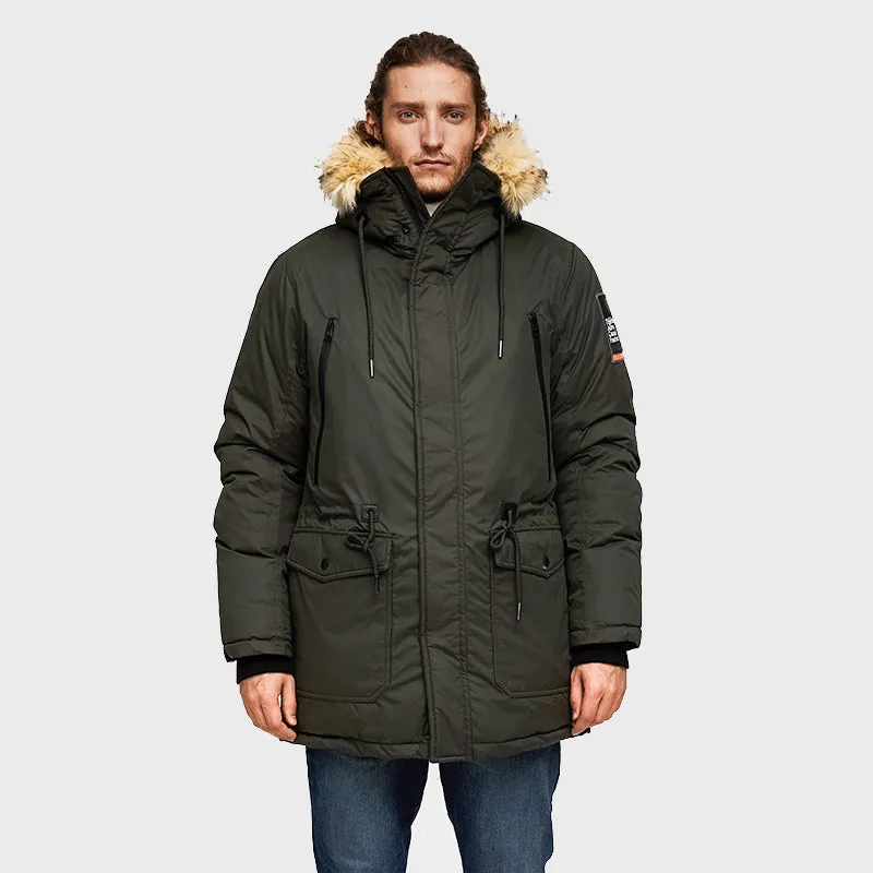 Men's Winter Casual Hooded Warm Polyester Parka