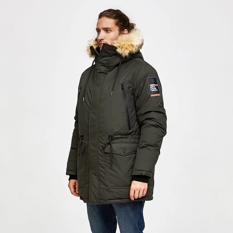 Men's Winter Casual Hooded Warm Polyester Parka