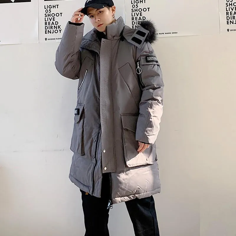 Men's Winter Casual Long Parka With Fur Collar