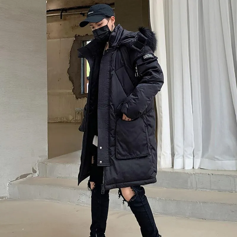 Men's Winter Casual Long Parka With Fur Collar