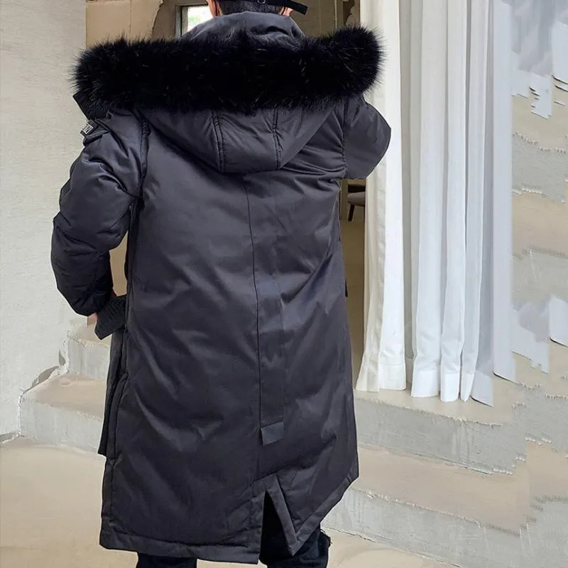 Men's Winter Casual Long Parka With Fur Collar