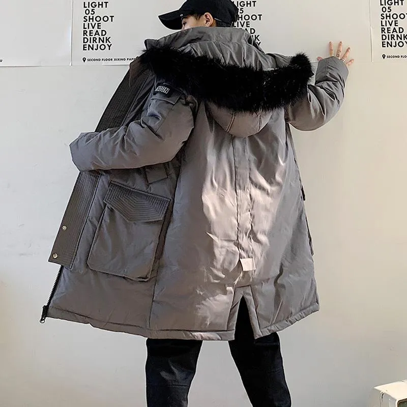Men's Winter Casual Long Parka With Fur Collar