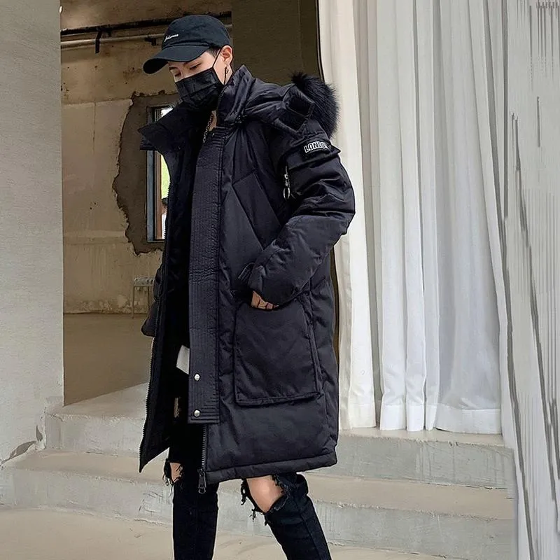 Men's Winter Casual Long Parka With Fur Collar