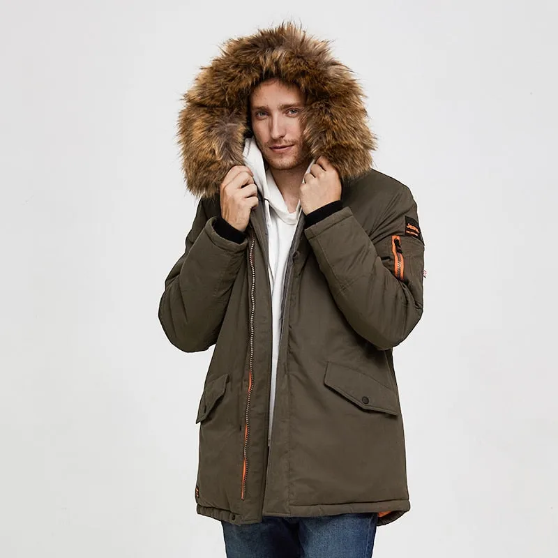Men's Winter Casual Padded Thick Parka With Raccoon Fur