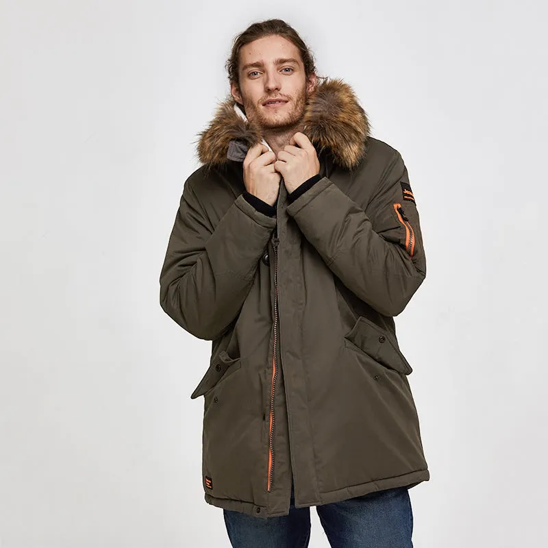 Men's Winter Casual Padded Thick Parka With Raccoon Fur
