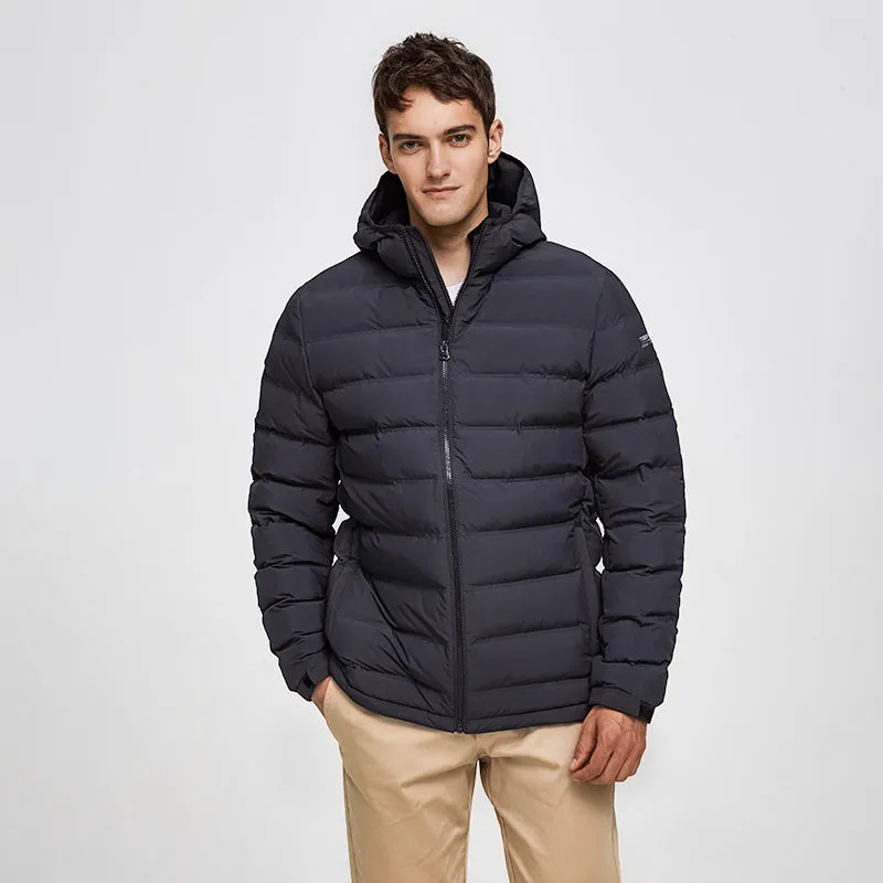 Men's Winter Casual Polyester Thick Parka With Pockets