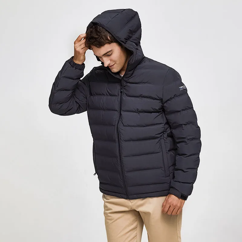 Men's Winter Casual Polyester Thick Parka With Pockets