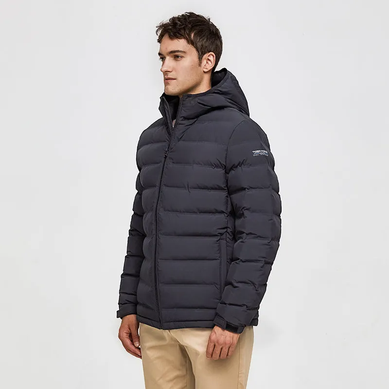 Men's Winter Casual Polyester Thick Parka With Pockets