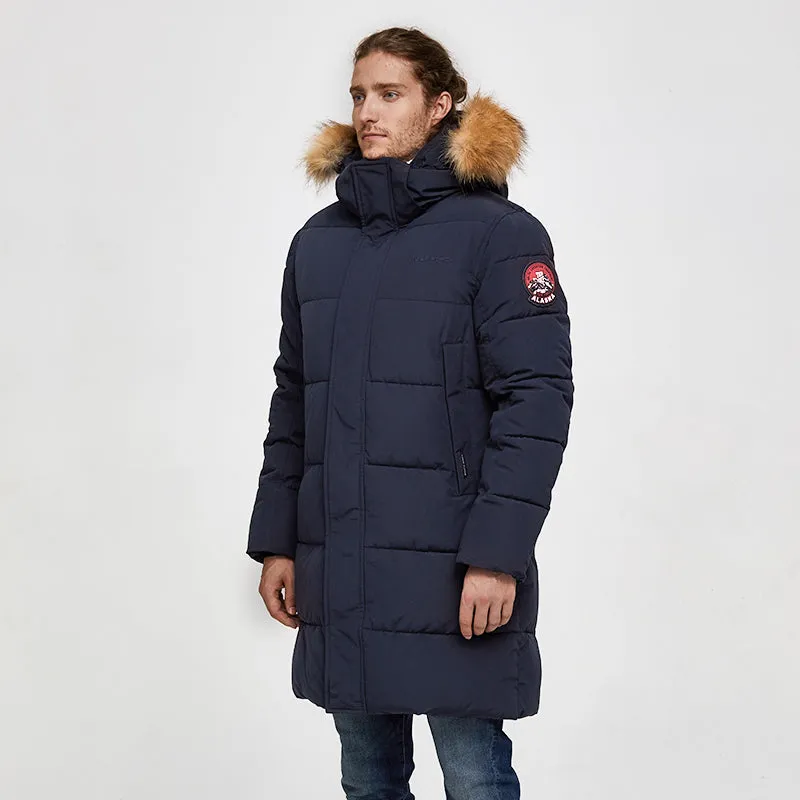 Men's Winter Casual Thick Waterproof Parka With Raccoon Fur