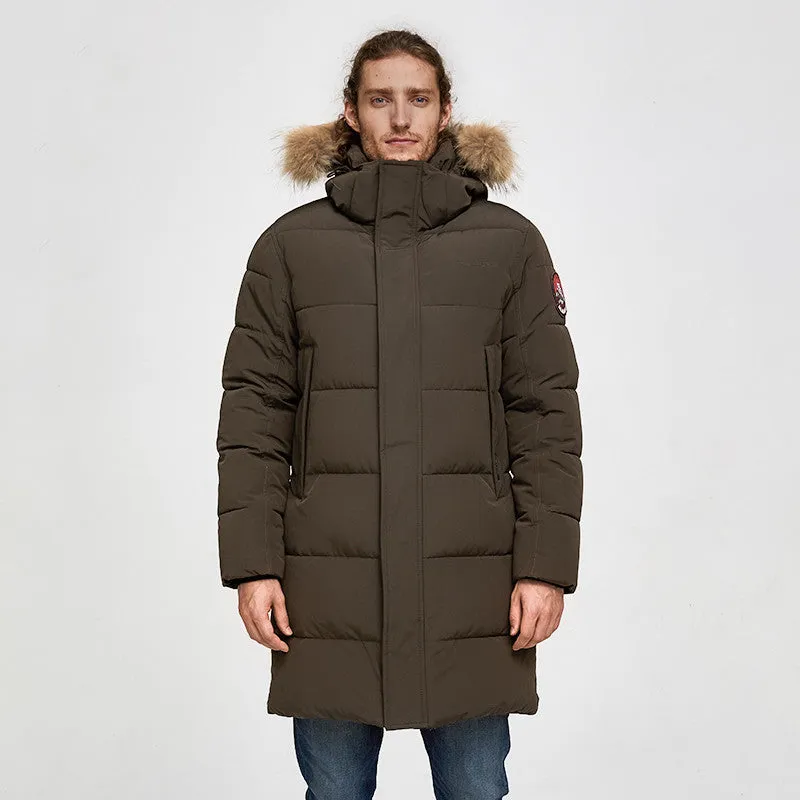 Men's Winter Casual Thick Waterproof Parka With Raccoon Fur