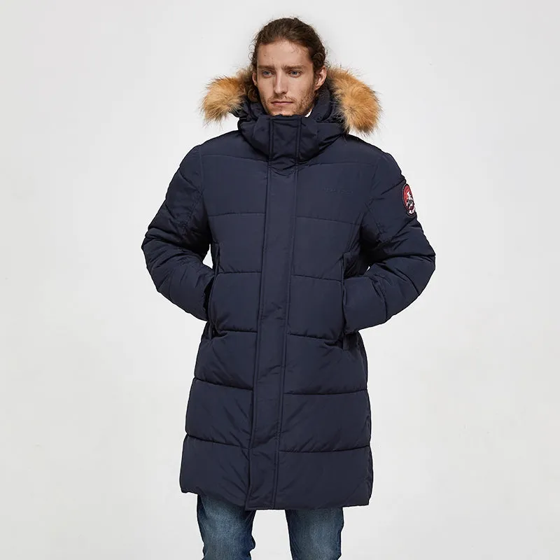 Men's Winter Casual Thick Waterproof Parka With Raccoon Fur