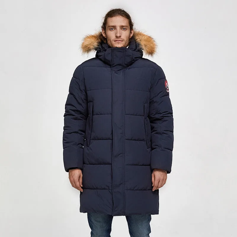 Men's Winter Casual Thick Waterproof Parka With Raccoon Fur