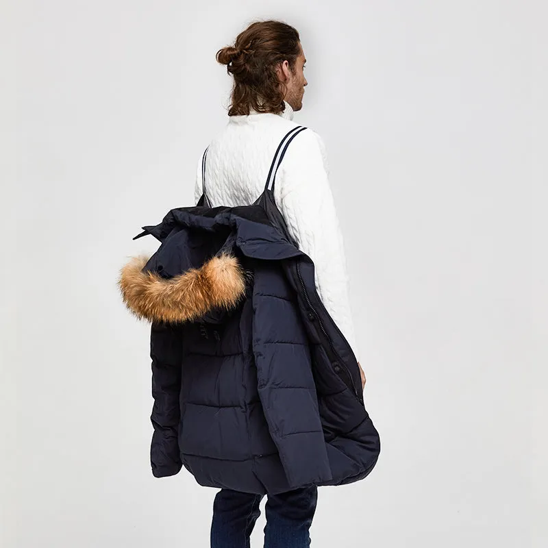 Men's Winter Casual Thick Waterproof Parka With Raccoon Fur