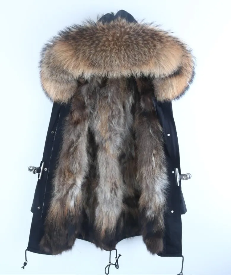 Men's Winter Casual Warm Acrylic Thick Slim Parka With Raccoon Fur