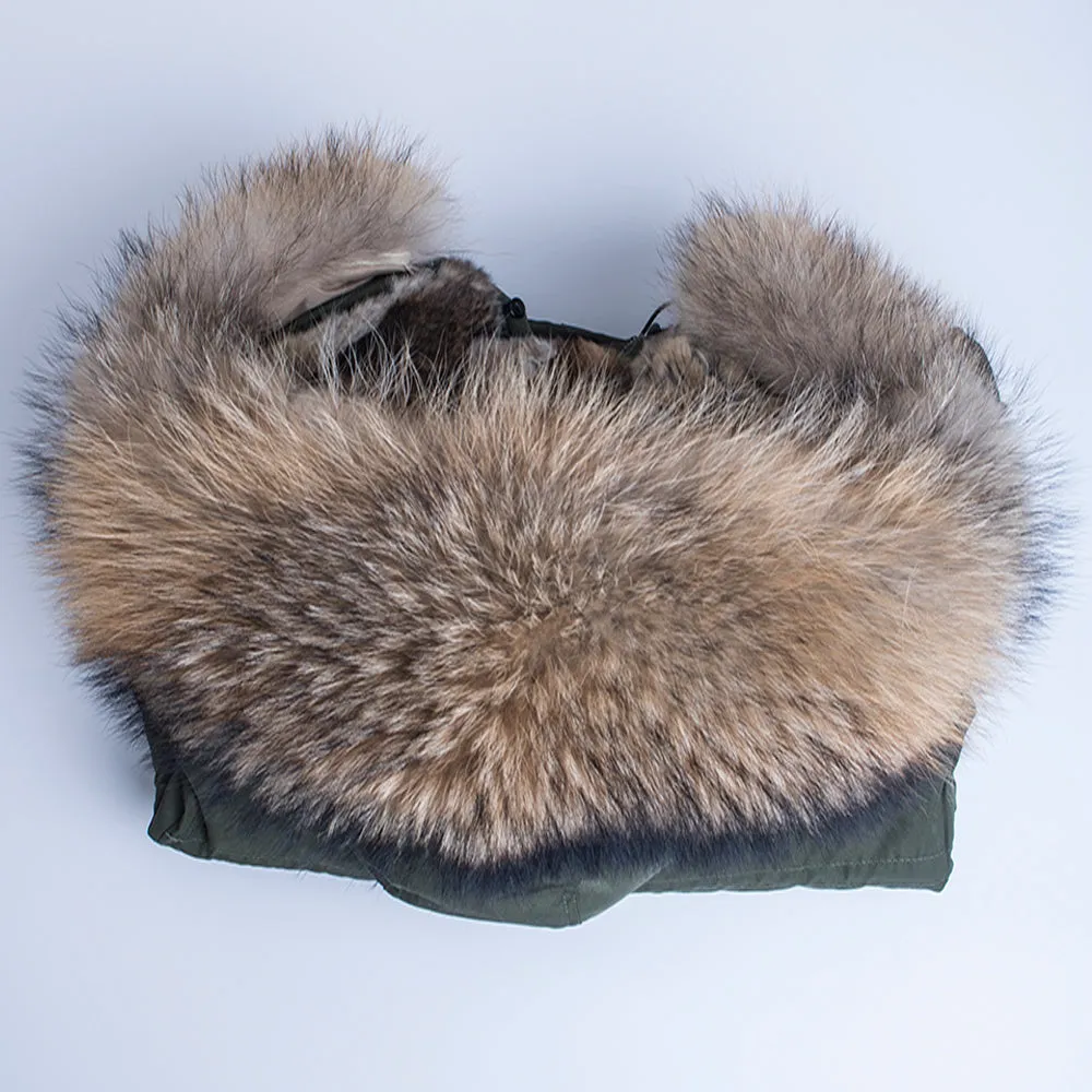 Men's Winter Casual Warm Acrylic Thick Slim Parka With Raccoon Fur