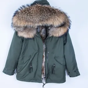 Men's Winter Casual Warm Acrylic Thick Slim Parka With Raccoon Fur