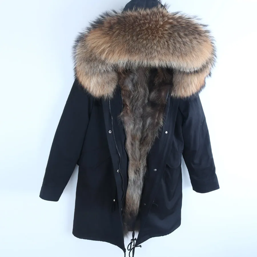 Men's Winter Casual Warm Acrylic Thick Slim Parka With Raccoon Fur