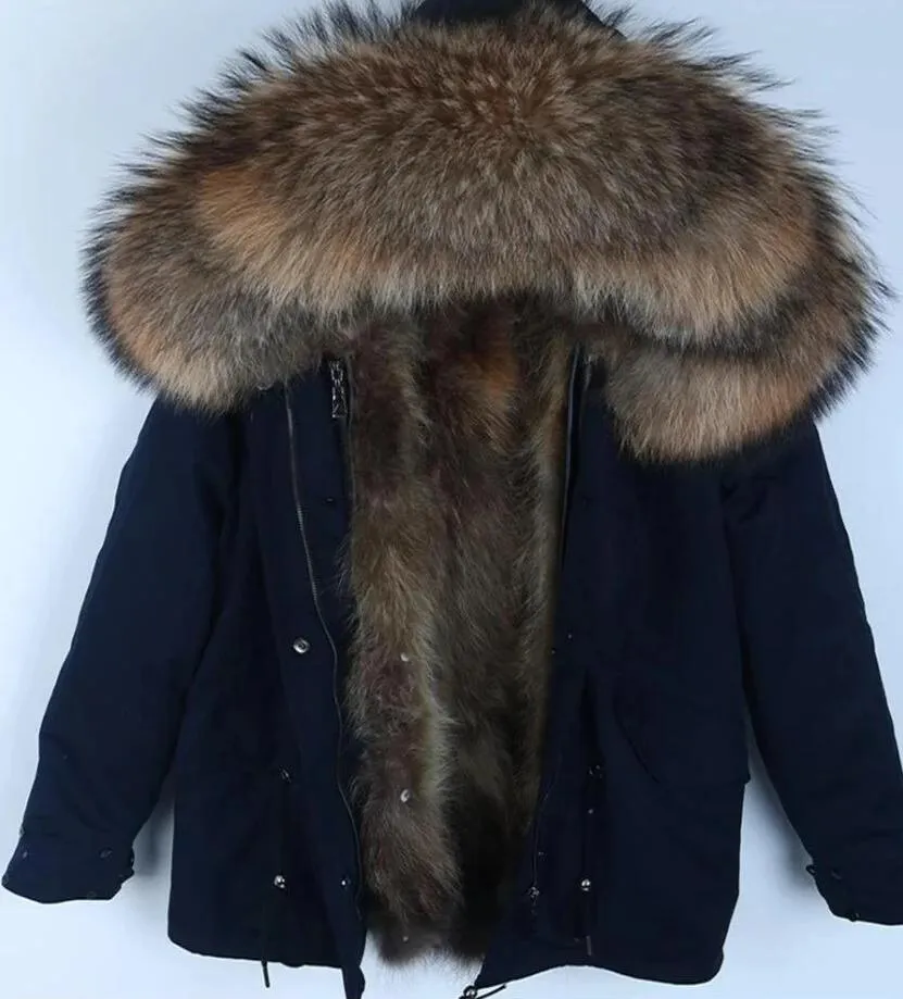 Men's Winter Casual Warm Acrylic Thick Slim Parka With Raccoon Fur