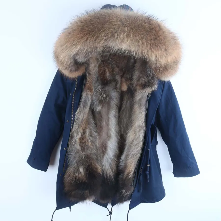 Men's Winter Casual Warm Acrylic Thick Slim Parka With Raccoon Fur