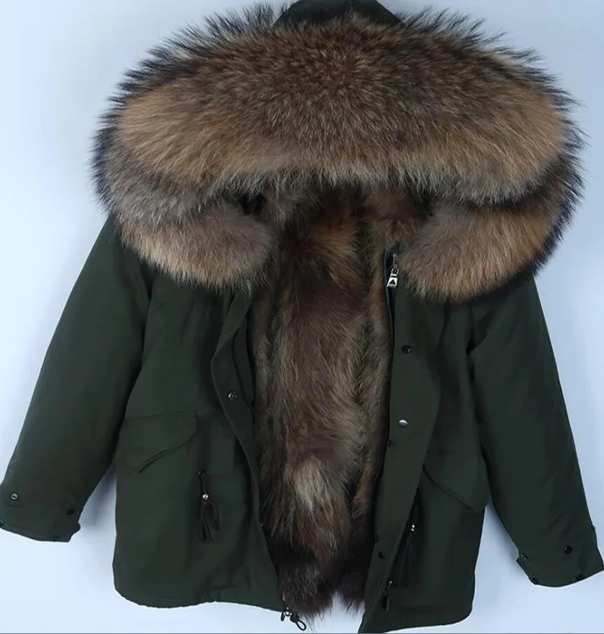 Men's Winter Casual Warm Acrylic Thick Slim Parka With Raccoon Fur
