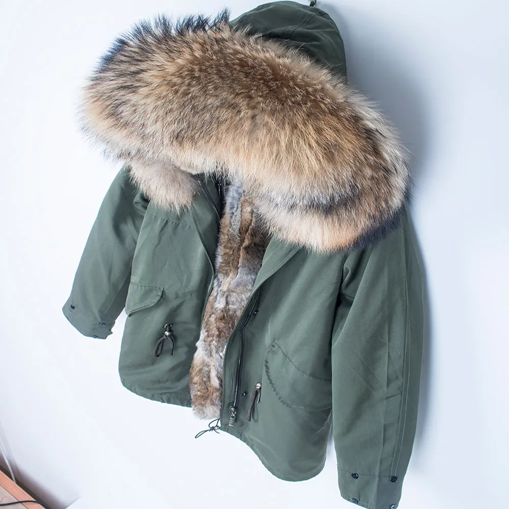 Men's Winter Casual Warm Acrylic Thick Slim Parka With Raccoon Fur