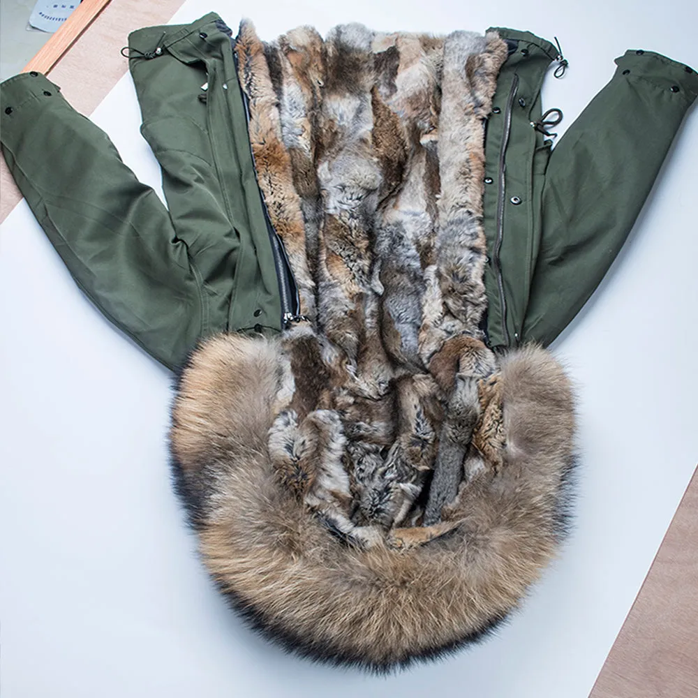 Men's Winter Casual Warm Acrylic Thick Slim Parka With Raccoon Fur