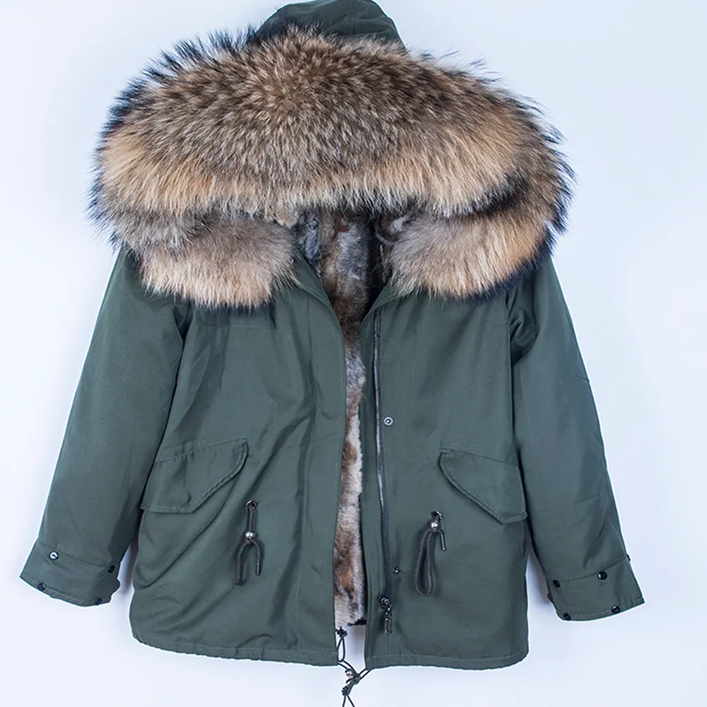 Men's Winter Casual Warm Acrylic Thick Slim Parka With Raccoon Fur