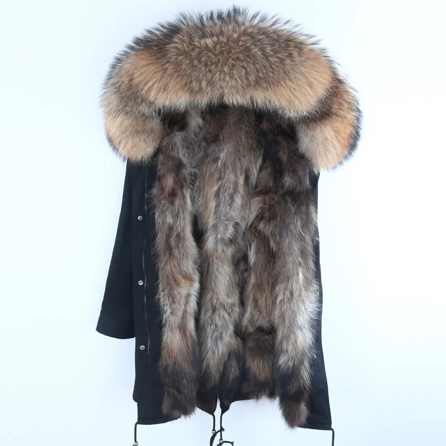 Men's Winter Casual Warm Acrylic Thick Slim Parka With Raccoon Fur