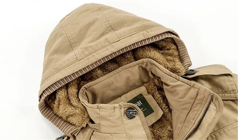 Men's Winter Casual Warm Fleece Hooded Parka