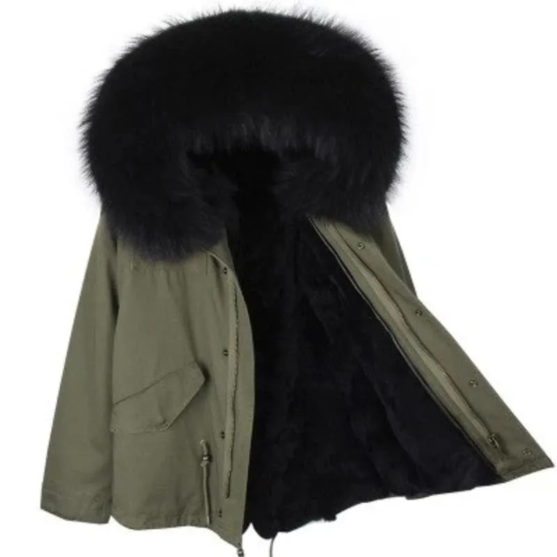 Men's Winter Casual Warm Slim Hooded Parka With Raccoon Fur