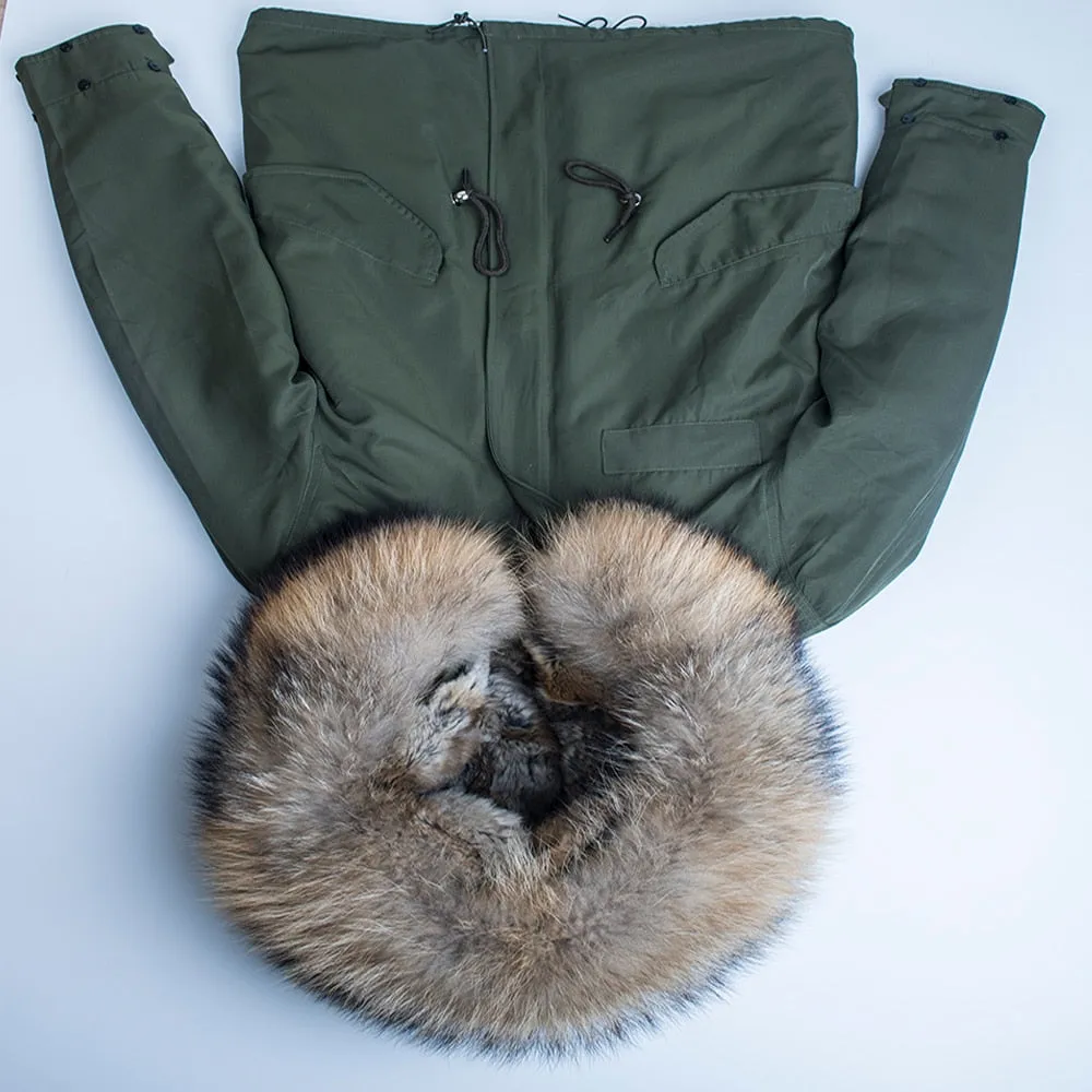 Men's Winter Casual Warm Slim Hooded Parka With Raccoon Fur