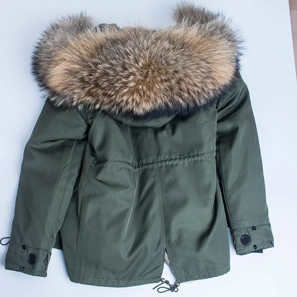 Men's Winter Casual Warm Slim Hooded Parka With Raccoon Fur