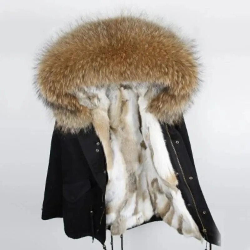 Men's Winter Casual Warm Slim Hooded Parka With Raccoon Fur