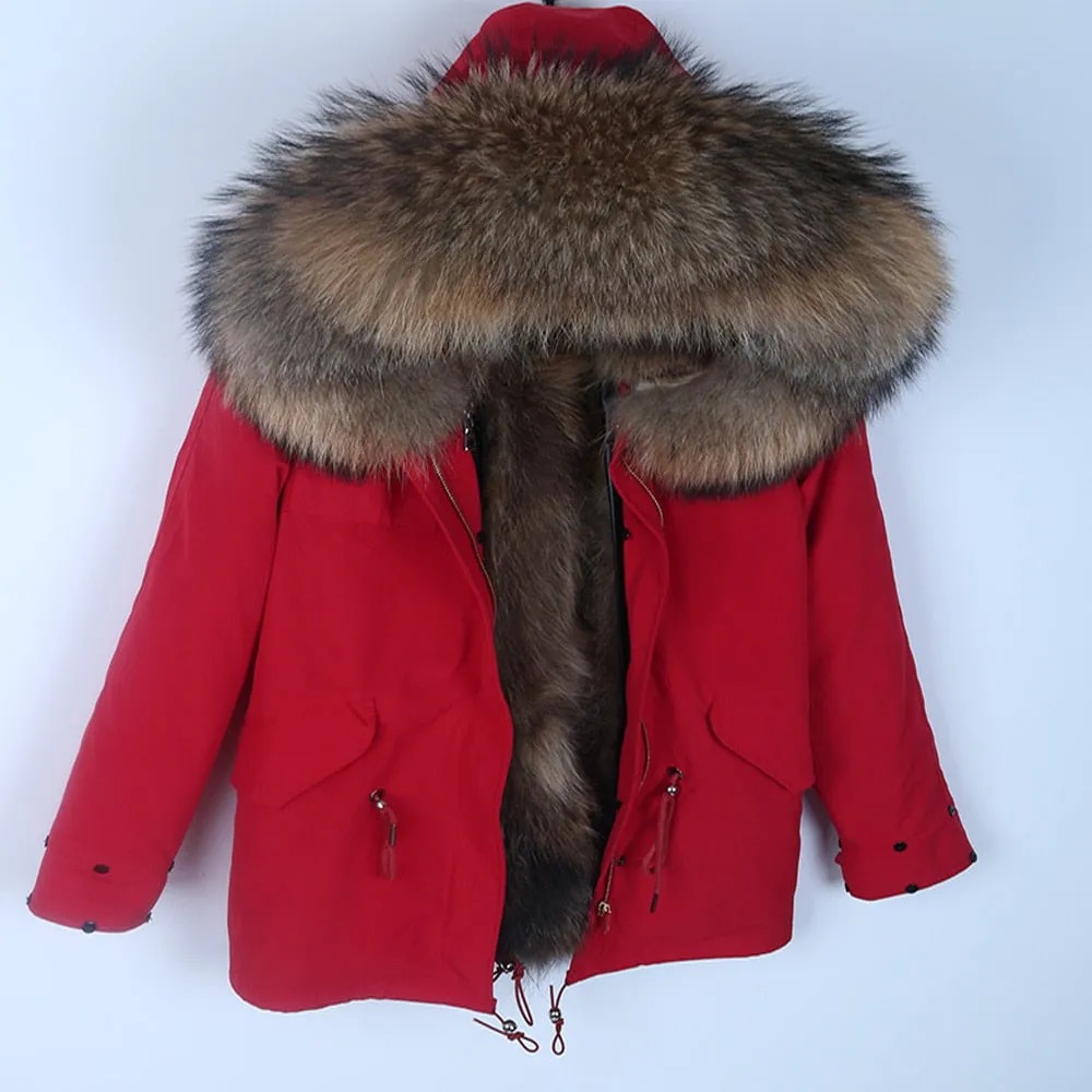 Men's Winter Casual Warm Slim Hooded Parka With Raccoon Fur