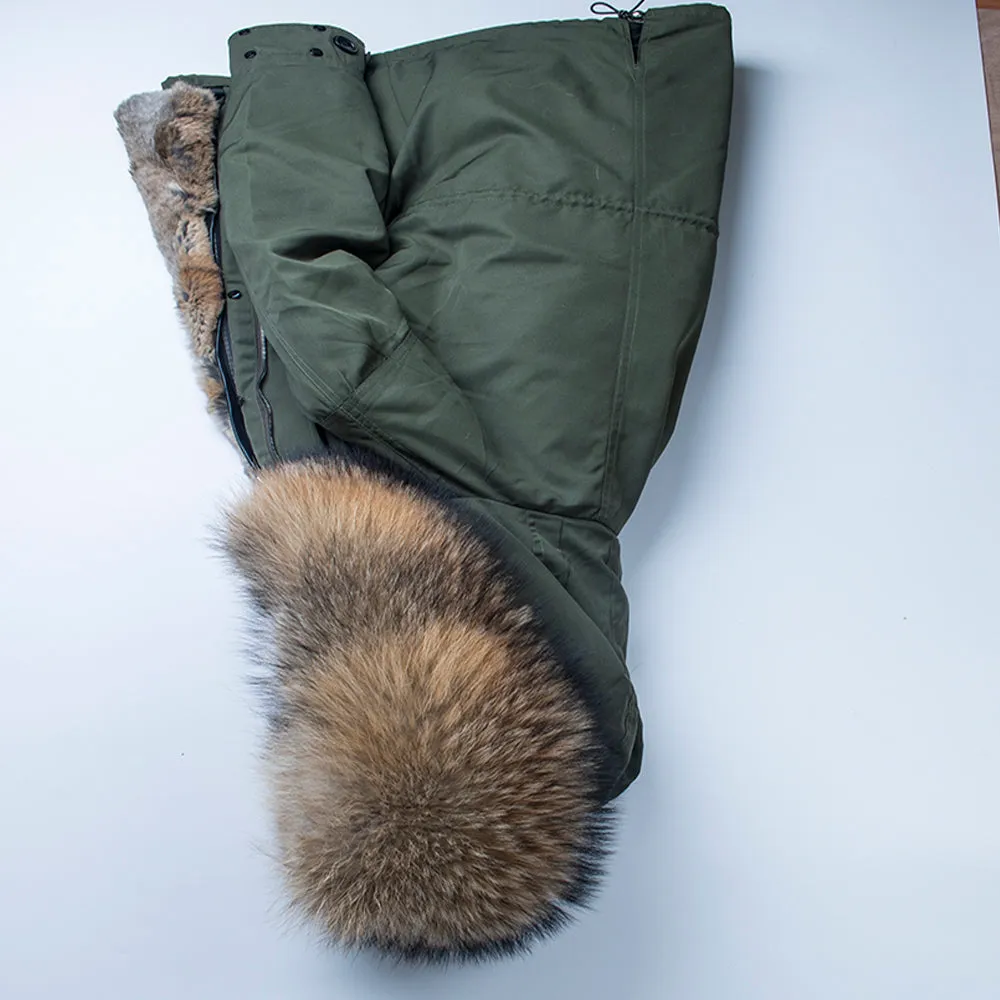 Men's Winter Casual Warm Slim Hooded Parka With Raccoon Fur