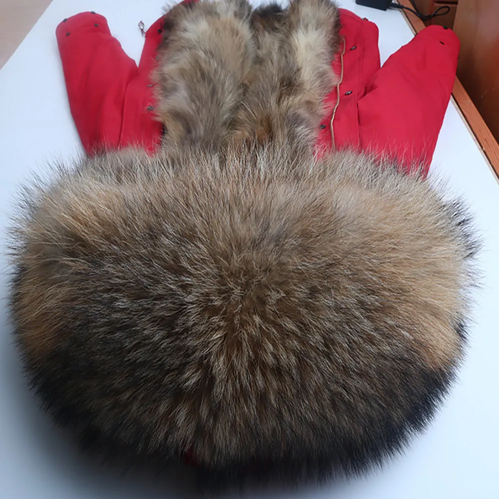 Men's Winter Casual Warm Slim Hooded Parka With Raccoon Fur