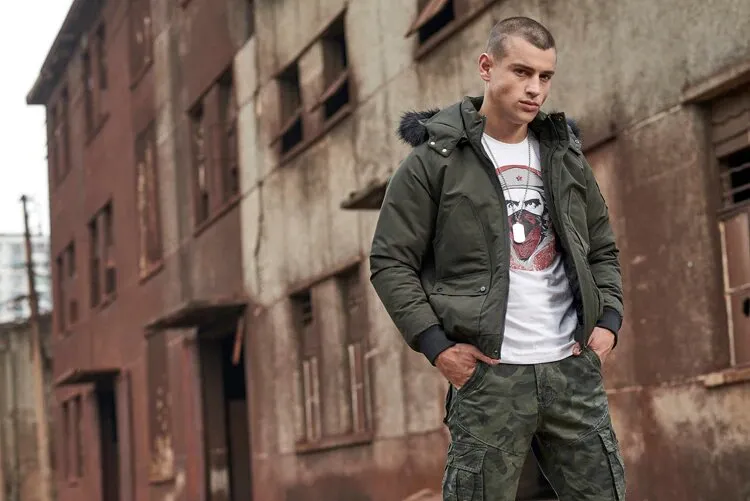 Men's Winter Cotton Padded Thermal Down Hooded Bomber | Men's Warm Parka