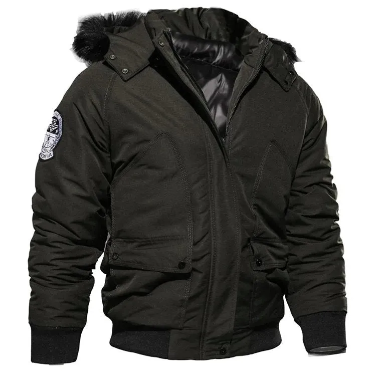 Men's Winter Cotton Padded Thermal Down Hooded Bomber | Men's Warm Parka