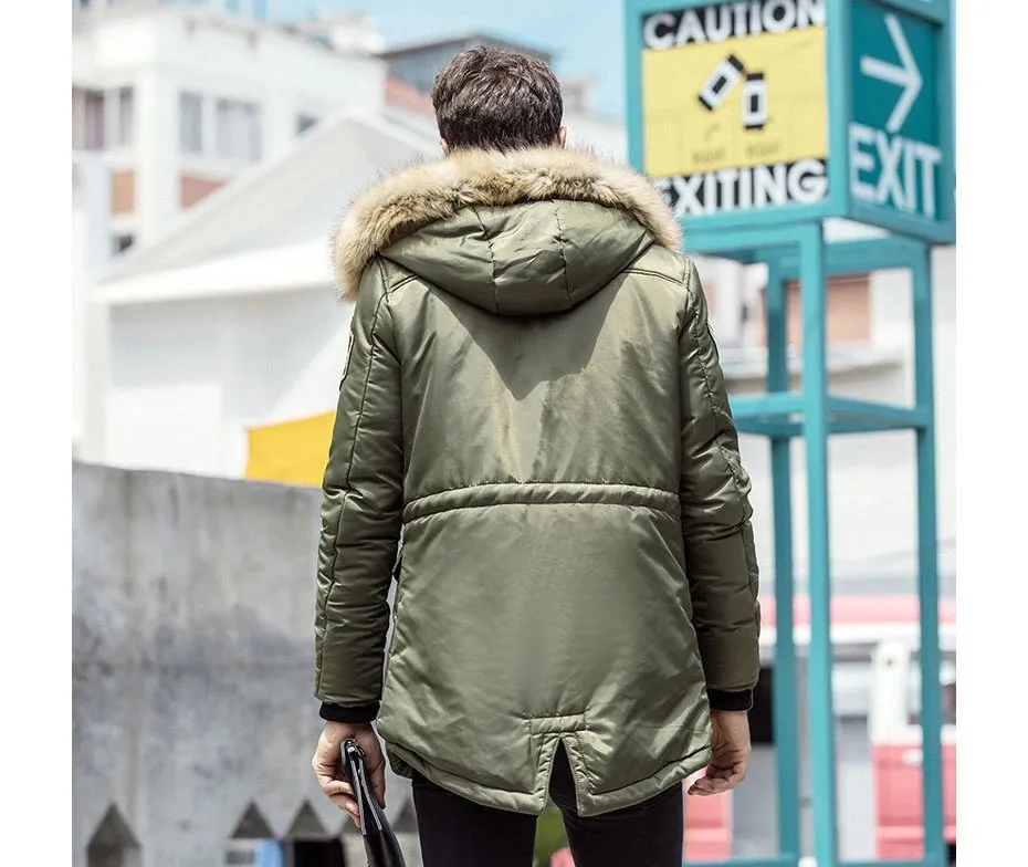 Men's Winter Loose Parka With Fur Hood