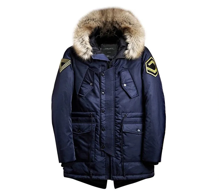Men's Winter Loose Parka With Fur Hood