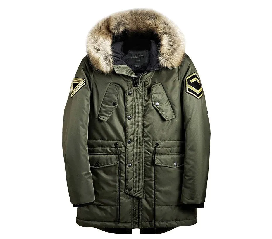 Men's Winter Loose Parka With Fur Hood