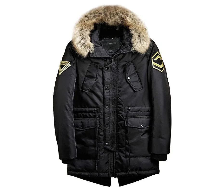 Men's Winter Loose Parka With Fur Hood