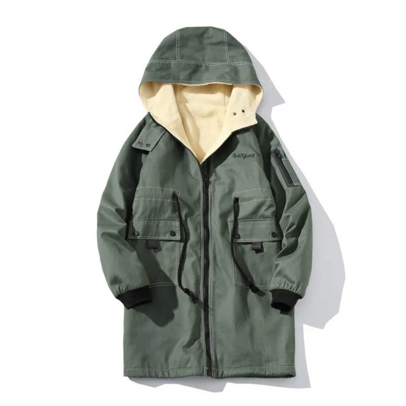 Men's Winter Solid Colored Parka | Plus Size