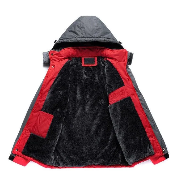 Men's Winter Thermal Waterproof Down Parka With Velvet Lining