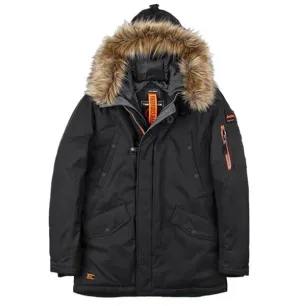 Men's Winter Thick Cotton-Padded Parka With Artificial Fur On Hood