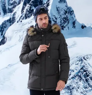 Men's Winter Warm Casual Medium-Long Parka With Detachable Hat