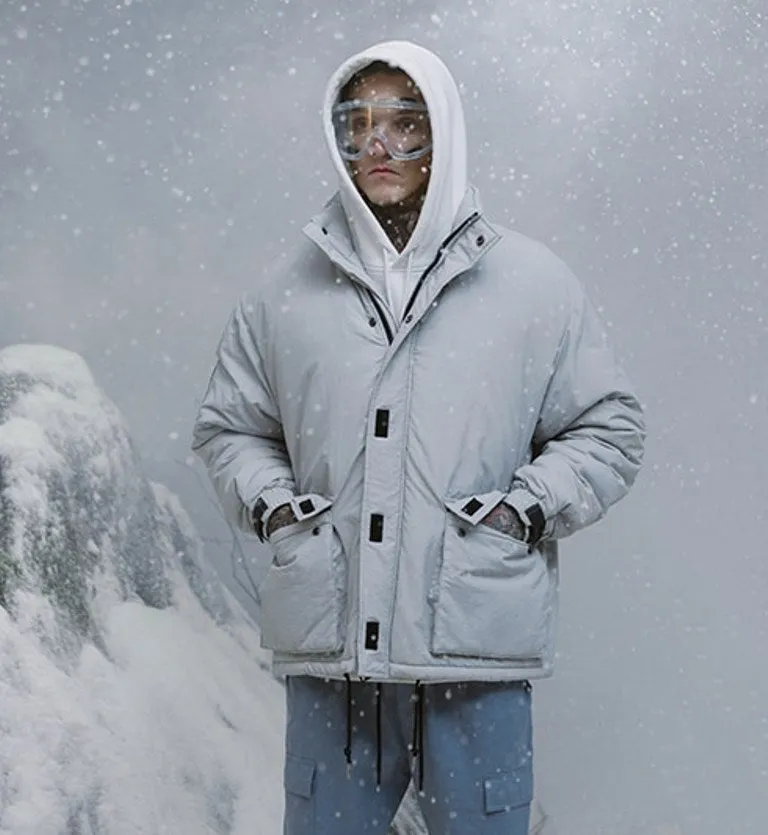 Men's Winter Warm Cotton-Padded Windproof Thick Parka