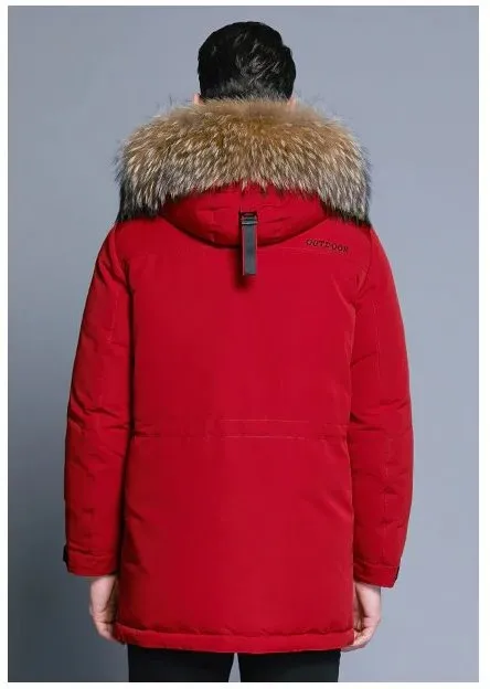 Men's Winter Warm Down Coat With Detachable Fur Hat