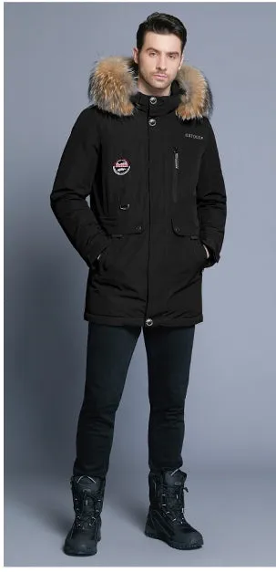 Men's Winter Warm Down Coat With Detachable Fur Hat